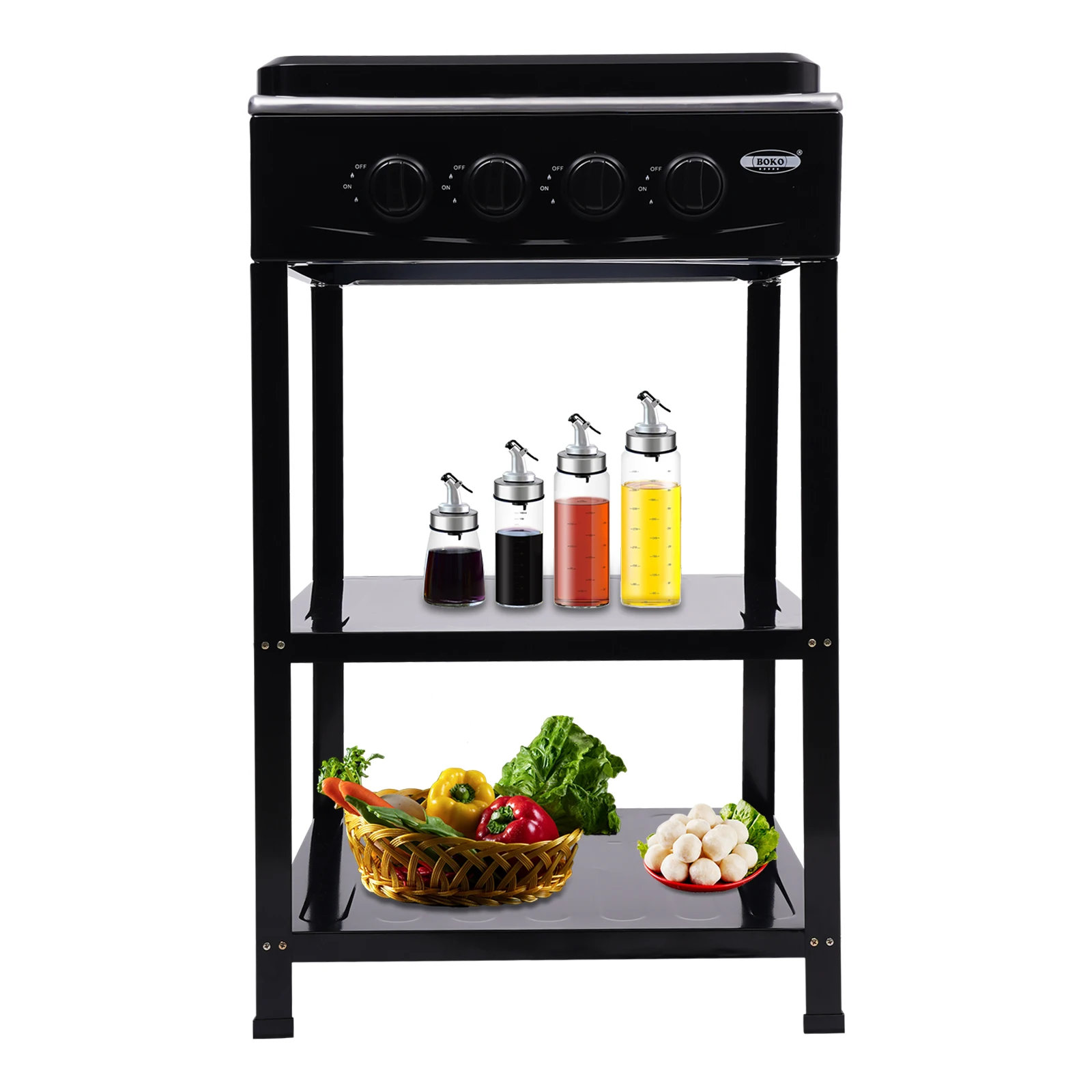 4 Burner Portable Stove Cooker BBQ Grill Windshelter Natural Gas Camping Freestanding Stove For Family Outdoor Activities - Image 3