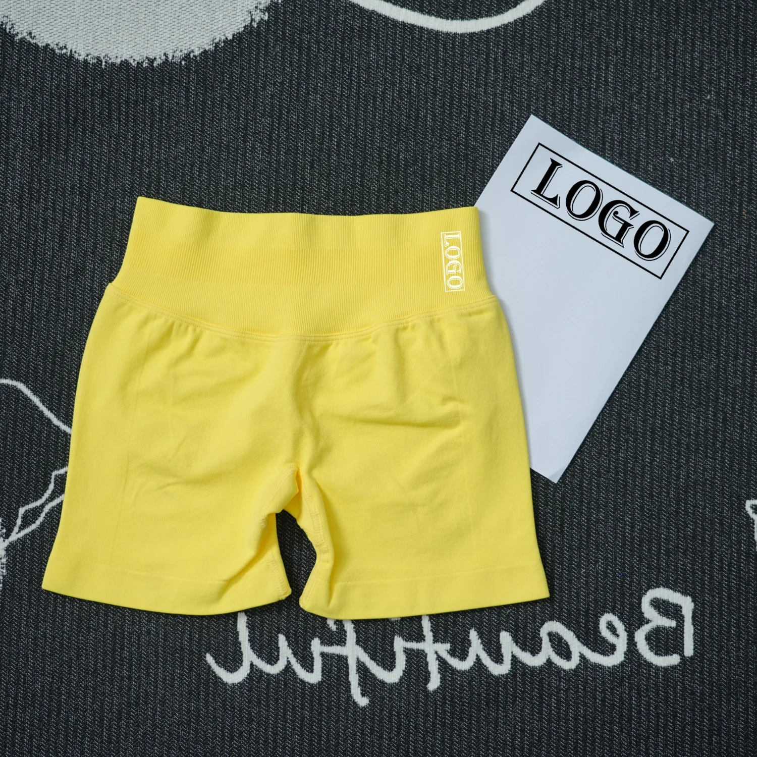 Yoga ShortsYogImpact Shorts with Logo 4.5'' Low Waist Seamless Scrunch Bum Gym Shorts Workout Biker Short Stretch Fitness Short - Image 8