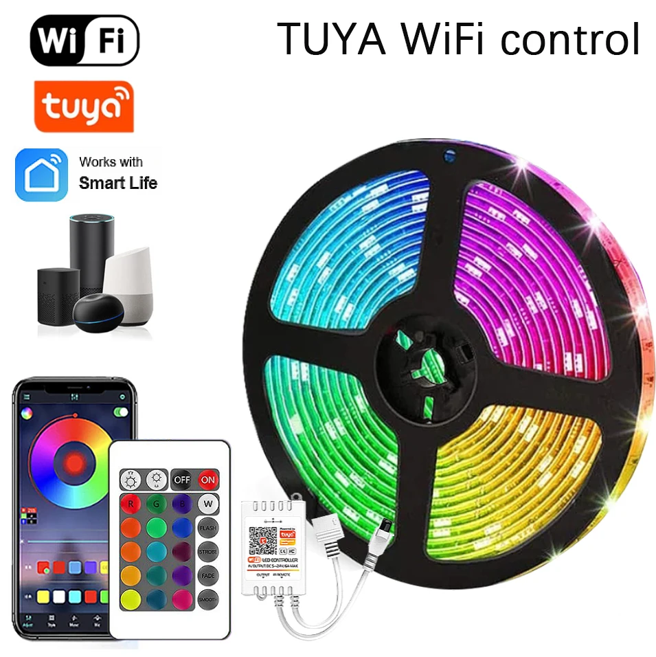 WiFi LED Strip Light Tuya Smart Life Flexible Light Lamp USB Desktop Screen TV BackLight Diode Tape Support Alexa Google - Image 8