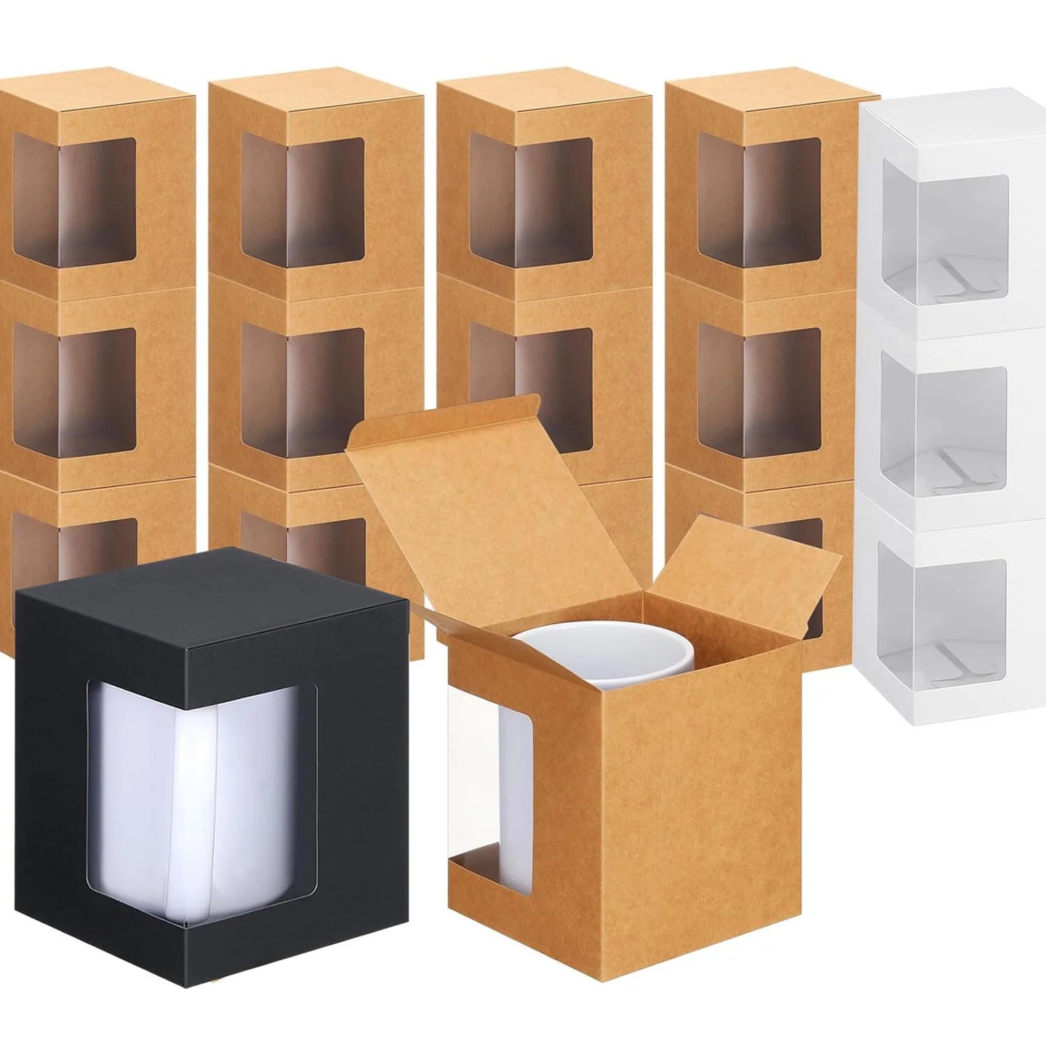 12Pack Gift Boxes for Sublimation Mugs, Coffee Mugs Boxes with Window, Packaging Box Gift for Blanks Sublimation - Image 5