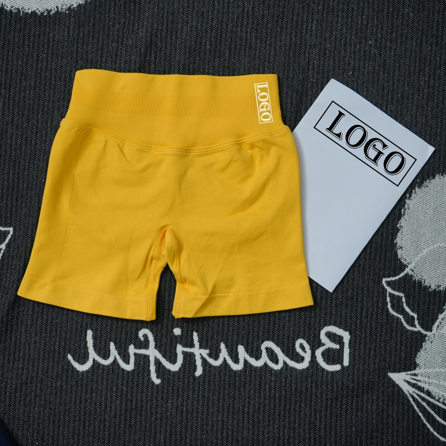 Yoga ShortsYogImpact Shorts with Logo 4.5'' Low Waist Seamless Scrunch Bum Gym Shorts Workout Biker Short Stretch Fitness Short - Image 18