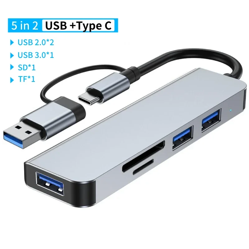 USB 3.0 Type C Adapter Docking Ststion USB 2.0 Port TF SD Card Reader Audio Output Multi-hub Splitter for Macbook Pro Computer - Image 9