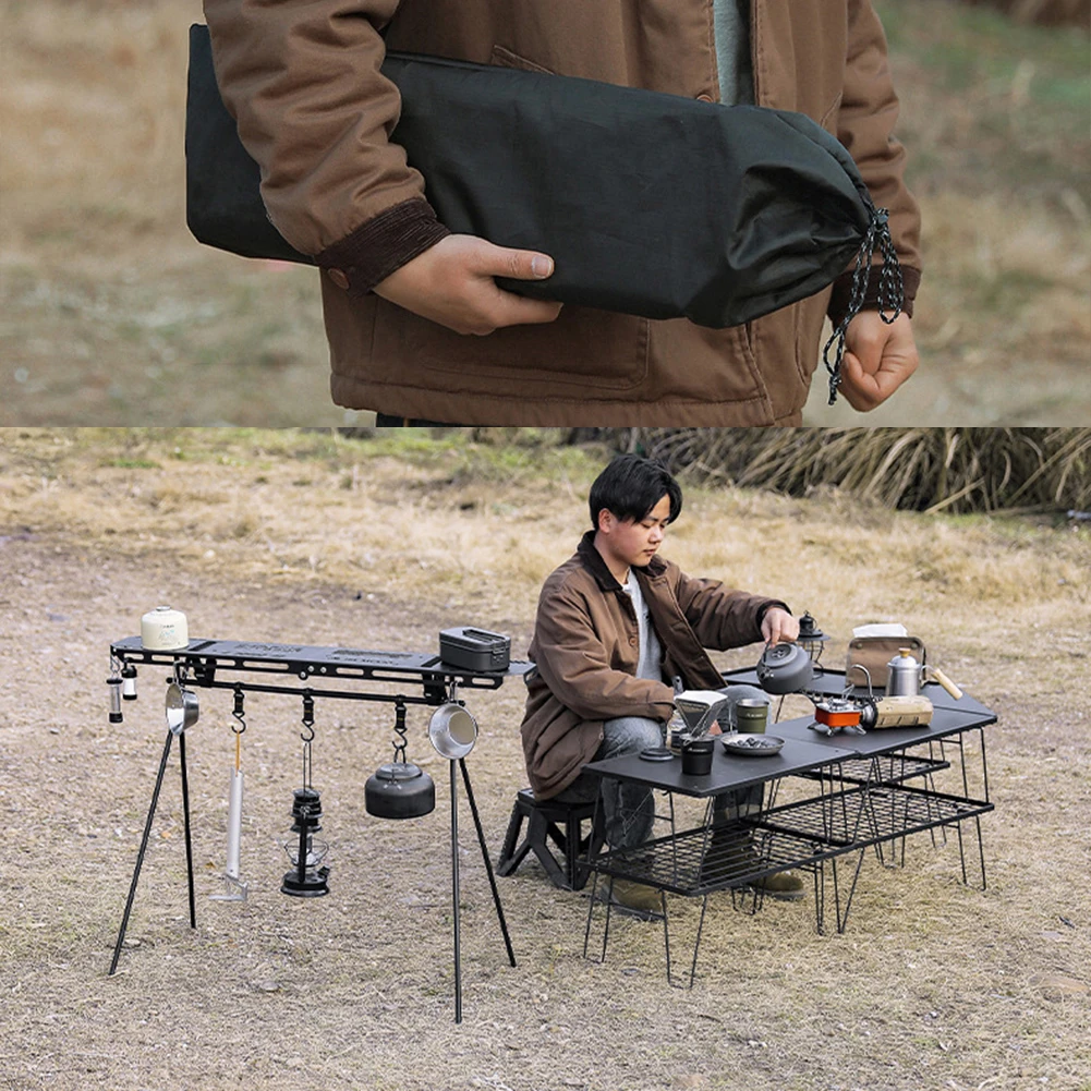 Foldable Camping Tripod Top Plate High Strength Bending Camping Hanging Rack Top Plate with Hanging Hole for BBQ Picnic Hiking - Image 4