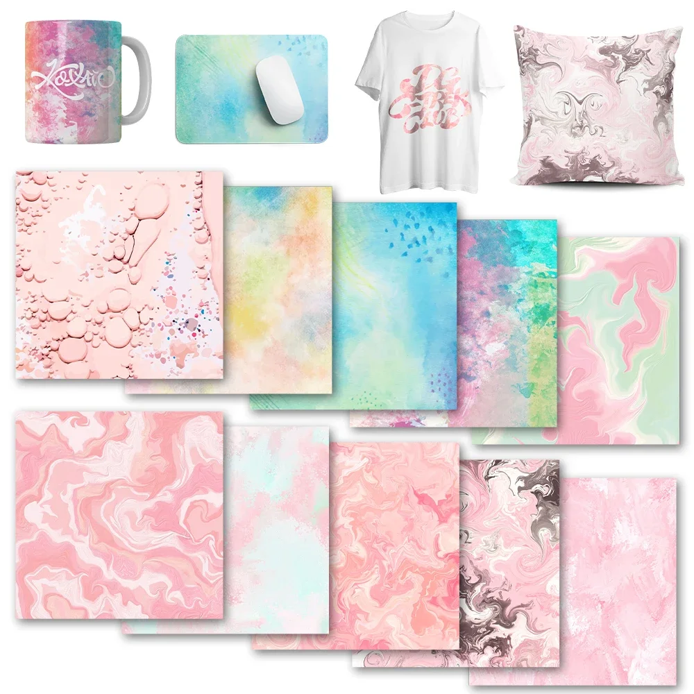 Lucky Goddness Transfer Vinyl Paper Ink 12x12" Watercolor Sublimation Transfer Paper for Coasters Mugs for Mugs Press Joy DIY