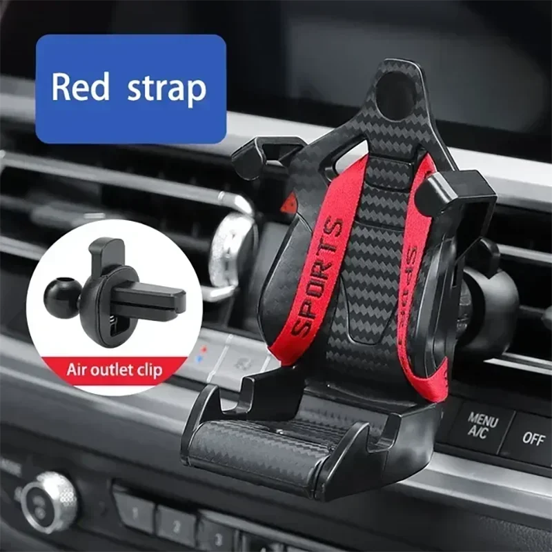 360 Carbon Fiber Pattern Racing Seat Shaped Car Phone Bracket GPS Support For Different Phone Models Air Vent Universal Tools - Image 5