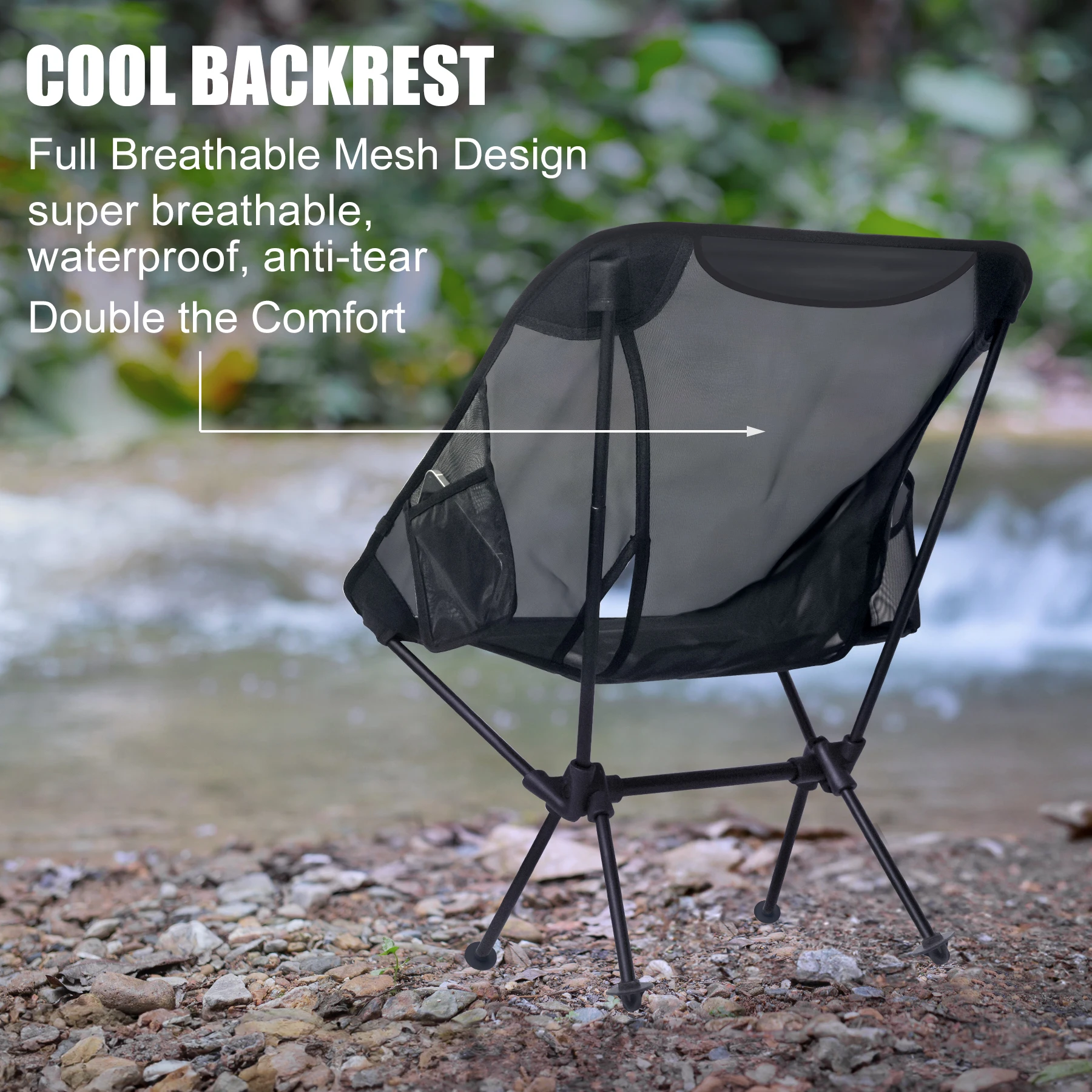WTVIDAS 2 Pack Netting Foldable Camping Chairs Breathable Mesh Ultralight Backpacking Chair for Outdoor Picnic Beach Hiking - Image 3
