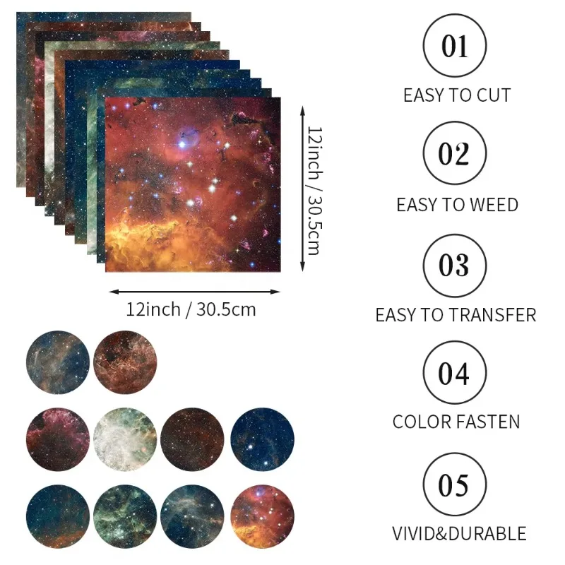 WOWOCUT 1 PCS Infusible Transfer Ink Sheet 12"X12" Starry Sky Sublimation Ink Sheet Heat Press Transfer Paper for T-shirt Bags - Image 3