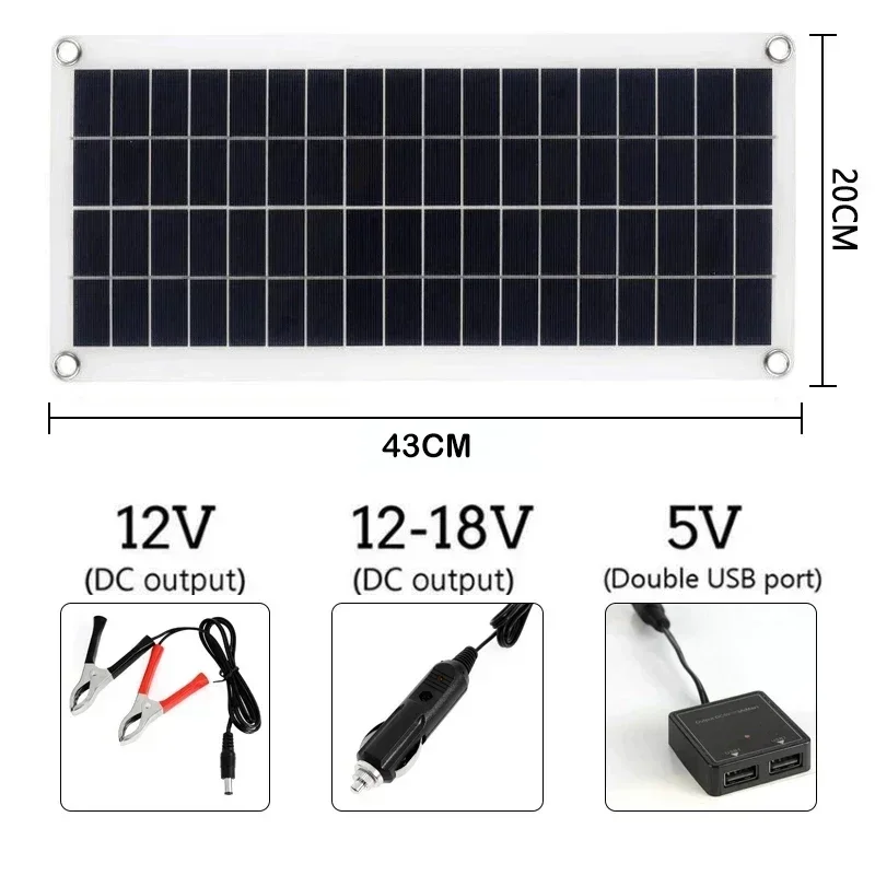 20W-1000W Solar Panel 12V Solar Cell 100A Controller Solar Panel for Phone RV Car MP3 PAD Charger Outdoor Battery Supply Camping - Image 4