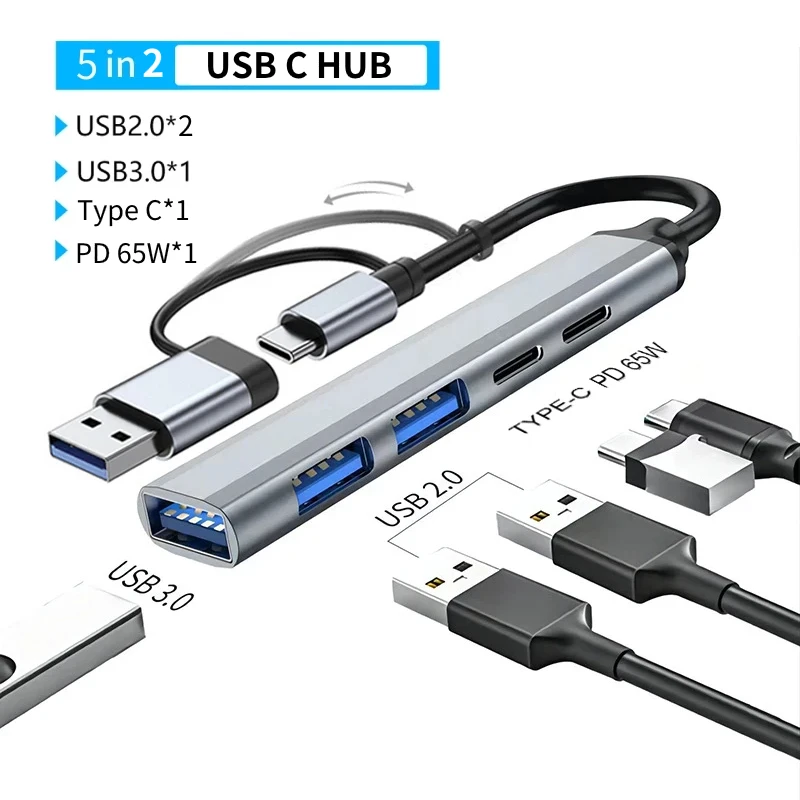 USB 3.0 Type C Adapter Docking Ststion USB 2.0 Port TF SD Card Reader Audio Output Multi-hub Splitter for Macbook Pro Computer - Image 12
