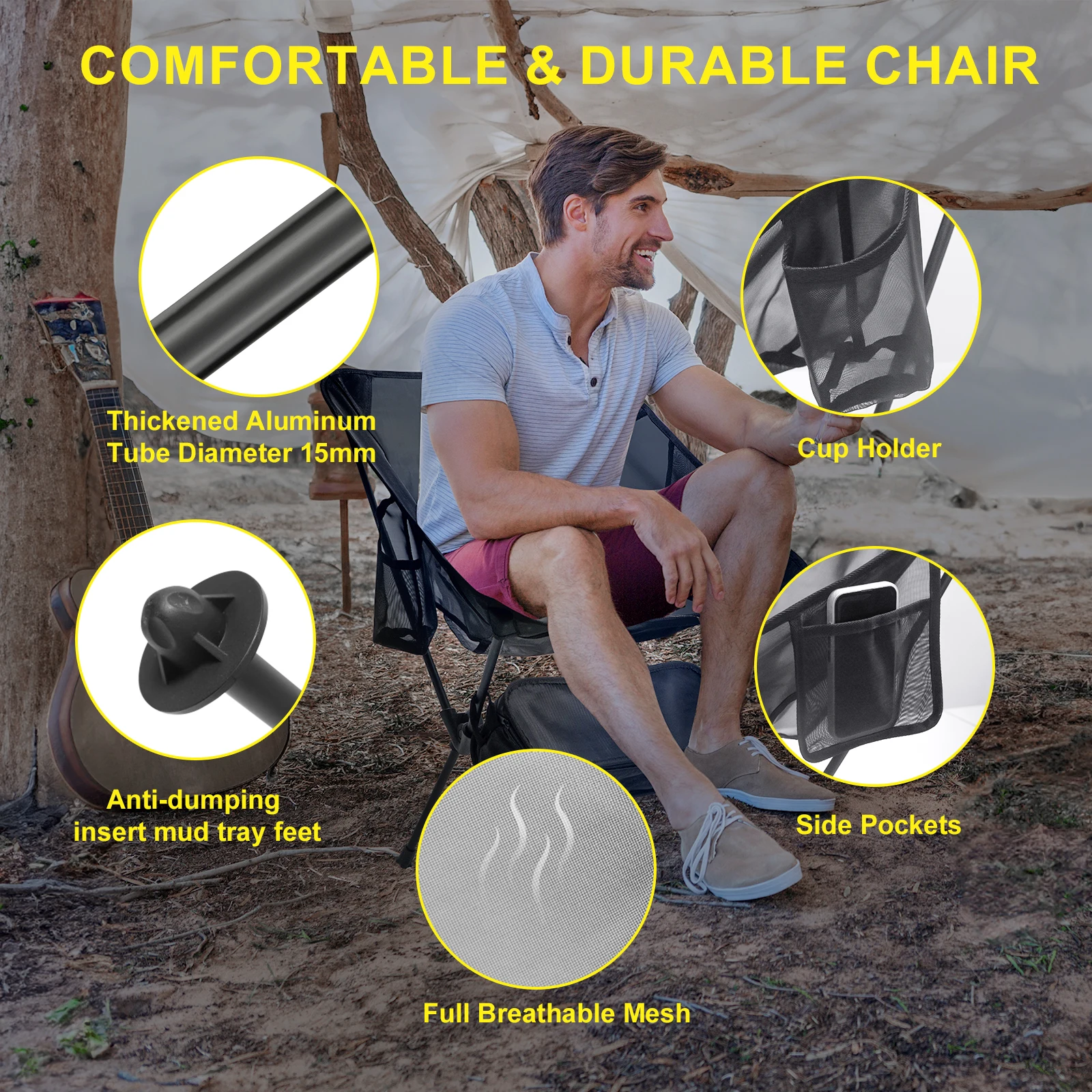 WTVIDAS 2 Pack Netting Foldable Camping Chairs Breathable Mesh Ultralight Backpacking Chair for Outdoor Picnic Beach Hiking - Image 5