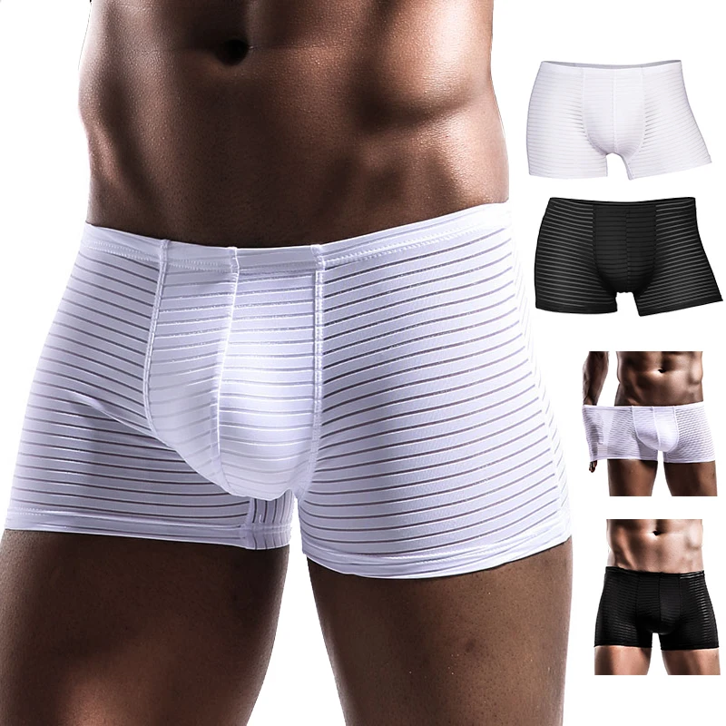 Mens Total Support Pouch Boxer Briefs Mesh Comfortable Cooling Moisture Wicking Underwear Breathable Elastic waistband Underpant