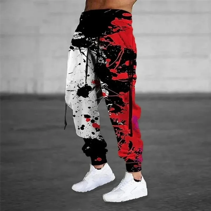 New Graffiti Drawstring Long Men's Casual Sweatpants Outdoors Joggers 3D Print Camo Trousers Street Fashion Mens Casual Pants