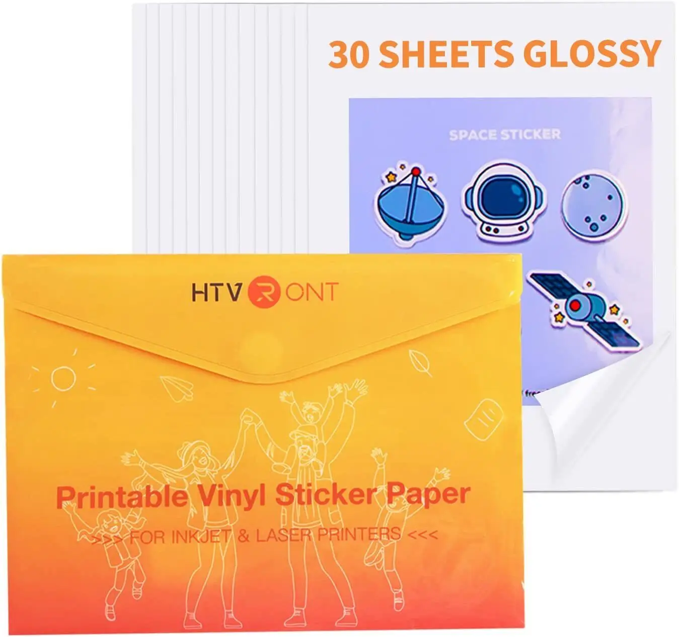 HTVRONT 30 Sheets Printable Vinyl Matte Glossy Sticker Paper for Inkjet Printer Laser Printer Waterproof Sticker Paper 100g - Image 8