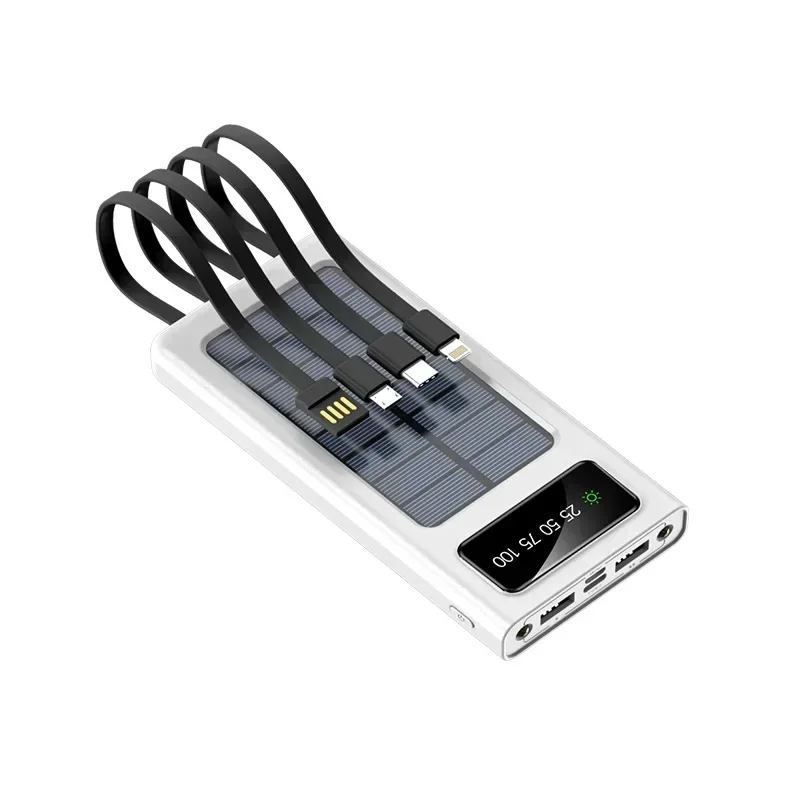 2025 New 50000mAh Large Capacity Solar Power Bank Built-in Cable Outdoor Solar Charger with LED Light Super Fast Charging - Image 6