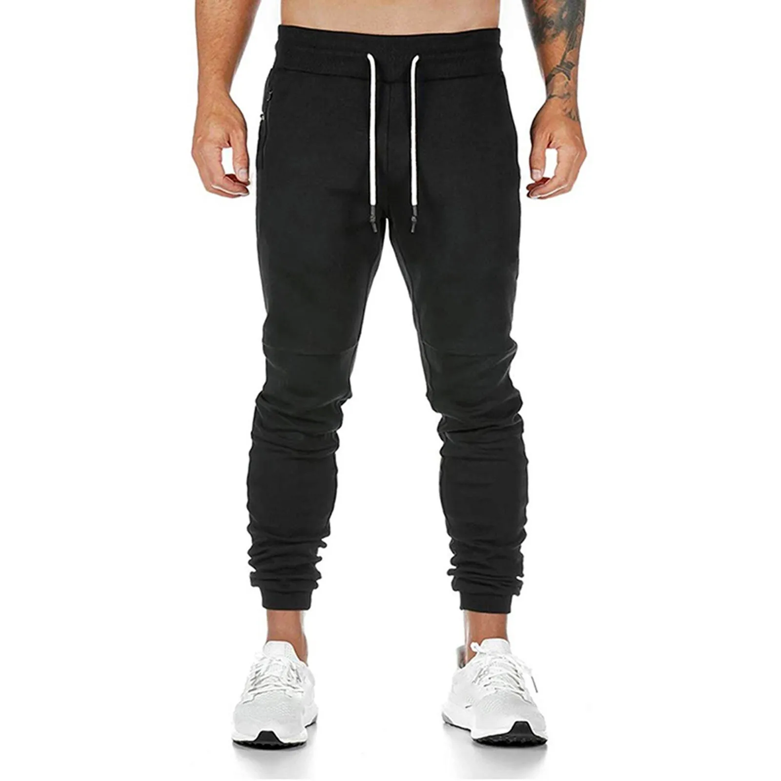 Men's Gym Pants Workout Running Athletic Joggers Slim Fit Sport Track Pants With Zipper Pockets Chinos Pants Men Stretch - Image 2