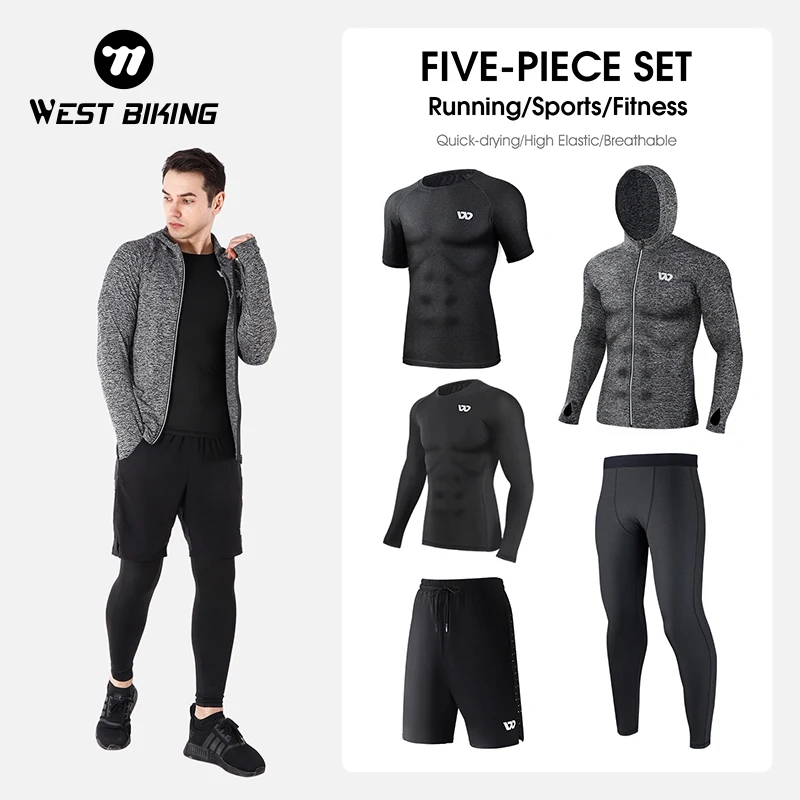 Sportswear Gym Fitness Tracksuit Men's Running Sets Compression Basketball Underwear Tights Jogging Sports Suits Clothes Dry Fit