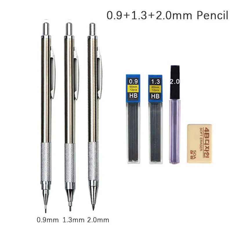 0.3 0.5 0.7 0.9 1.3 2.0mm Mechanical Pencil Set Full Metal Art Drawing Painting Automatic Pencil with Leads Office School Supply - Image 10