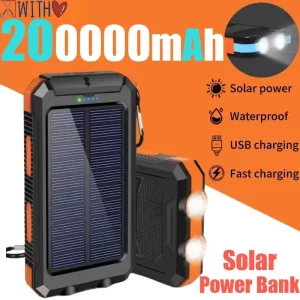 200000mAh Waterproof Outdoor Solar Power Bank Dual USB Travel Portable Solar Mobile Phone Charger Solar Powerbanks For Camping