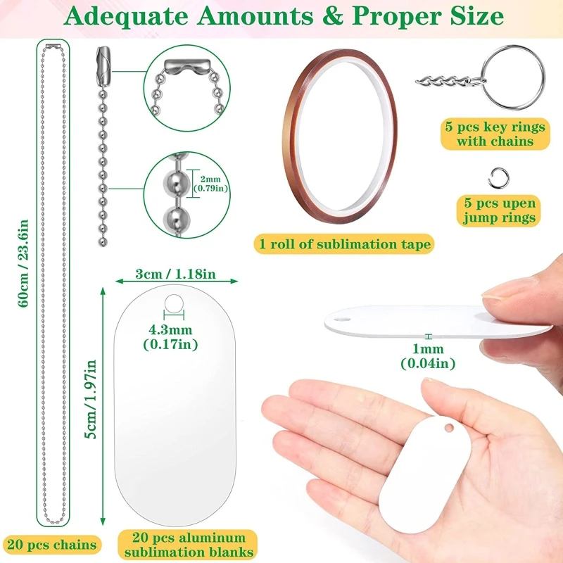 51 Pcs Dog Tag Ornaments Blanks Sublimation Blank Aluminum Keychains Board Y08E - Image 4