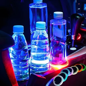 Luminous LED Car Cup Holder Pad Mat Coaster Colorful RGB Light USB Car Styling Atmosphere Lamp Lights Car Interior Accessories