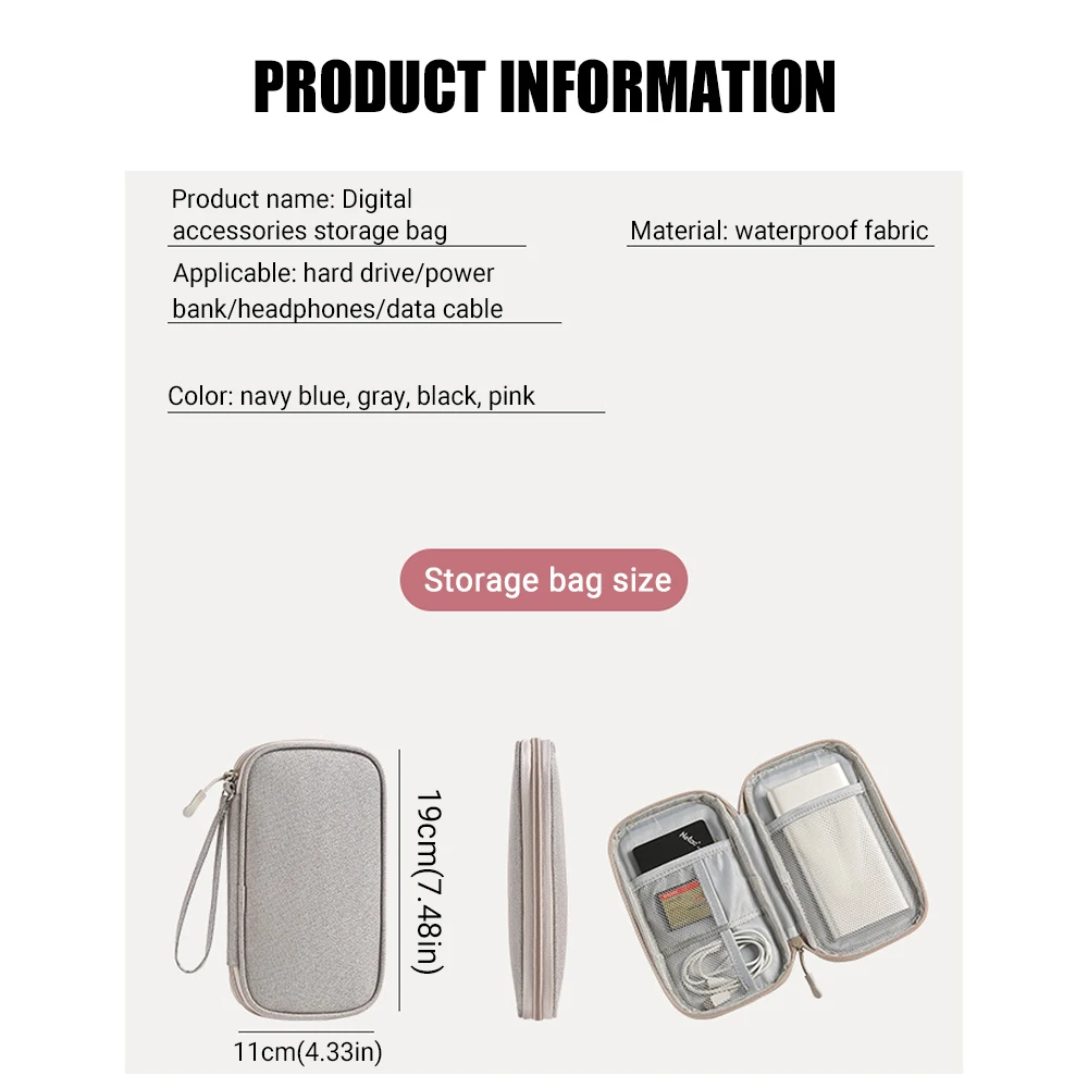 Travel Portable Digital Accessories Storage Bag Organizer of Mobile Phone Bag U Disk Charging Bank Mobile Data Cable Storage Bag - Image 6