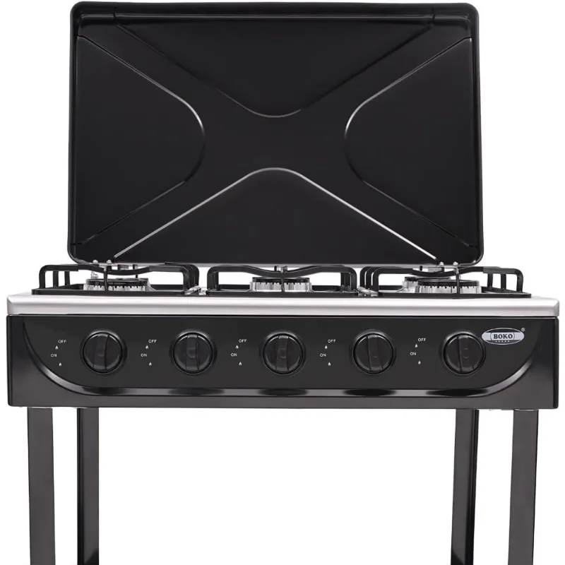 Natural Gas Stove Outdoor 5-Burner Stove Portable Gas Stove with 2 Placement Boards and Windshield for Outdoor Camping RV Travel - Image 5