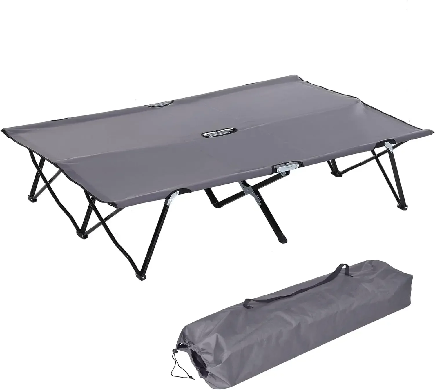 2 Person Folding Camping Cot, 50" Extra Wide Outdoor Portable Sleeping Cot with Carry Bag, Elevated Camping Bed, Beach Hiking - Image 9