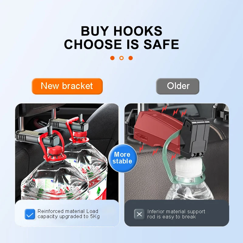 SEAMETAL 2 in 1 Car Seat Back Hook with Phone Holder Stable Headrest Hanging Hook Anti Slip Silicone Pad Hidden Rear Row Hanger - Image 3