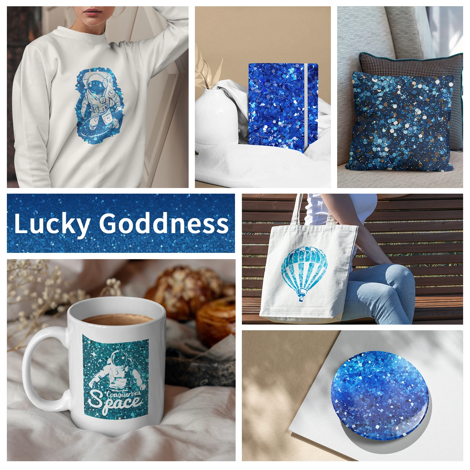 (1 PCS) 12x12 IN Sublimation Transfer Sheet for Tumblers Blanks Tshirts Blue Glitter Sublimation Transfer Ink for Heat Press DIY - Image 4