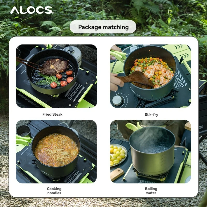 ALOCS Camping Cookware Set Outdoor Stove Kettle Frying Pan Picnic Equipment Complete Set of Portable Kitchen Gear for Hiking - Image 2