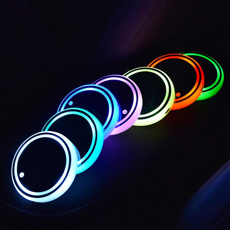 Luminous LED Car Cup Holder Pad Mat Coaster Colorful RGB Light USB Car Styling Atmosphere Lamp Lights Car Interior Accessories - Image 2