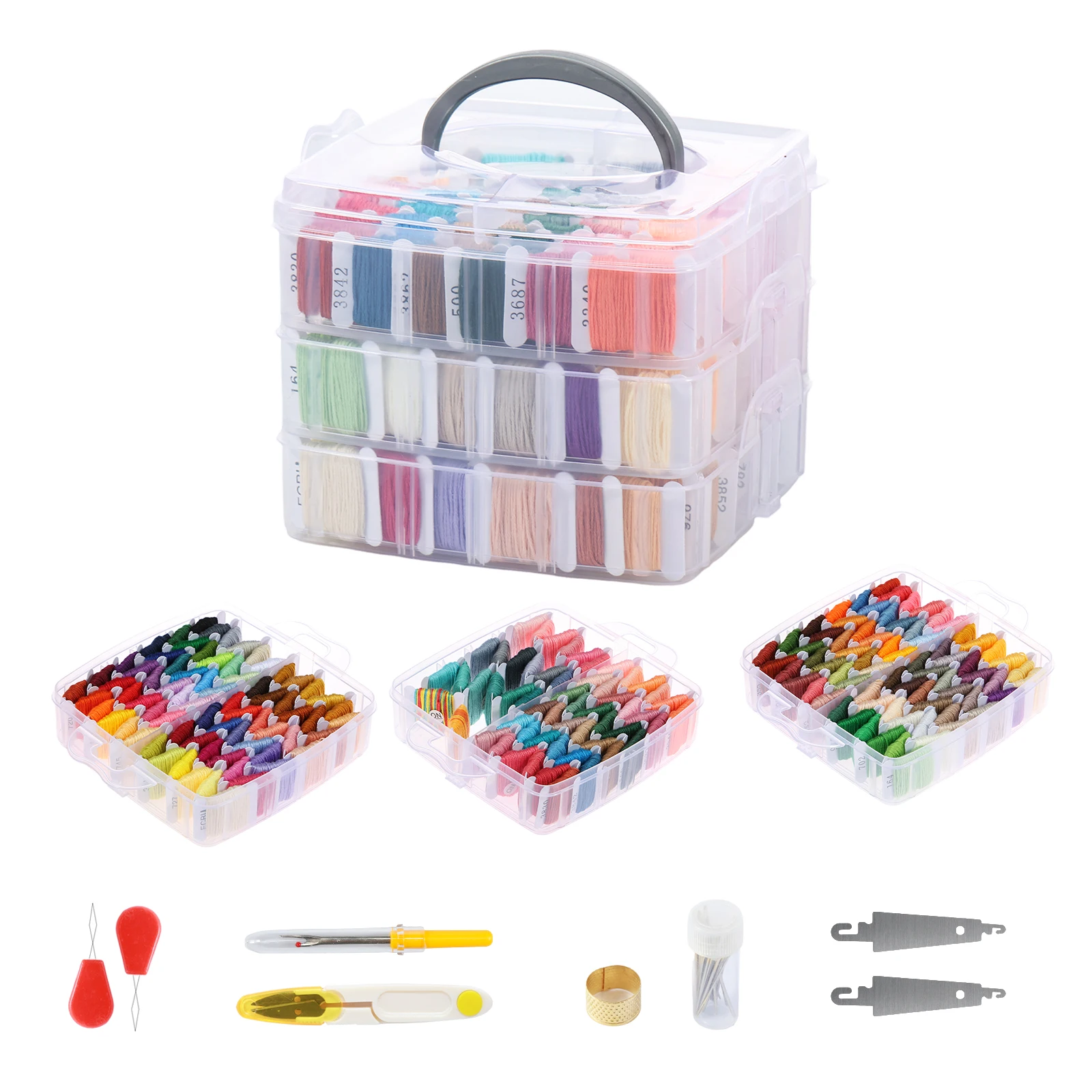 Embroidery Floss Kit Multifunctional Embroidery Thread Floss Kit 3 Layers Embroidery Cross Stitch Kit 200 Colors Friendship - Image 8