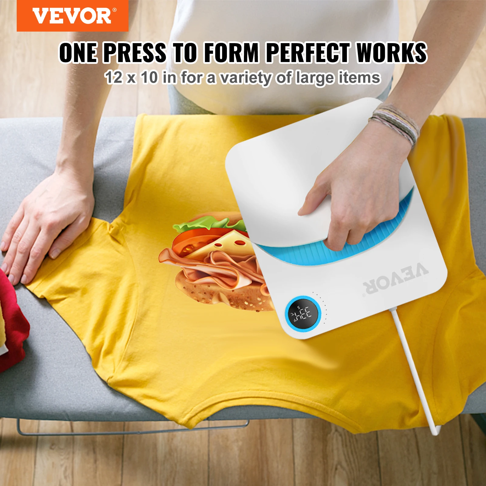 VEVOR 9x9/12x10 in Portable Heat Press Machine DIY Shirt Printing Multifunctional Sublimation Transfer for HTV Vinyl T-shirt Bag - Image 5