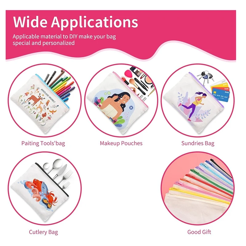 Sublimation Blank Canvas Cosmetic Bags Bulk,DIY Heat Transfer Cosmetic Bags, Clear Sublimation Blank Bags With Zipper - Image 4