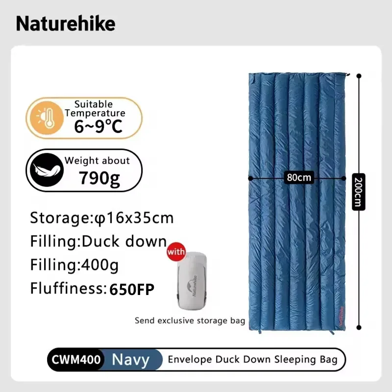 Naturehike Camping Sleeping Bag Duck Down Ultralight Waterproof Splicable Portable CW280 CWM400 Sleeping Bags for Outdoor Hiking - Image 9