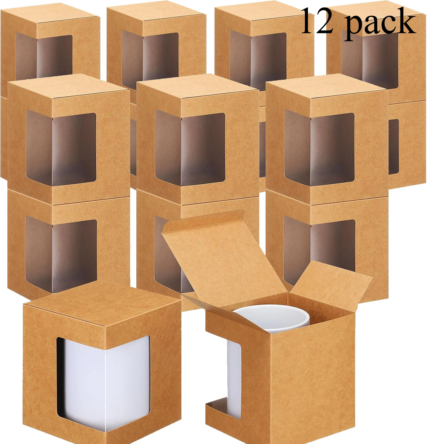 12Pack Gift Boxes for Sublimation Mugs, Coffee Mugs Boxes with Window, Packaging Box Gift for Blanks Sublimation - Image 9