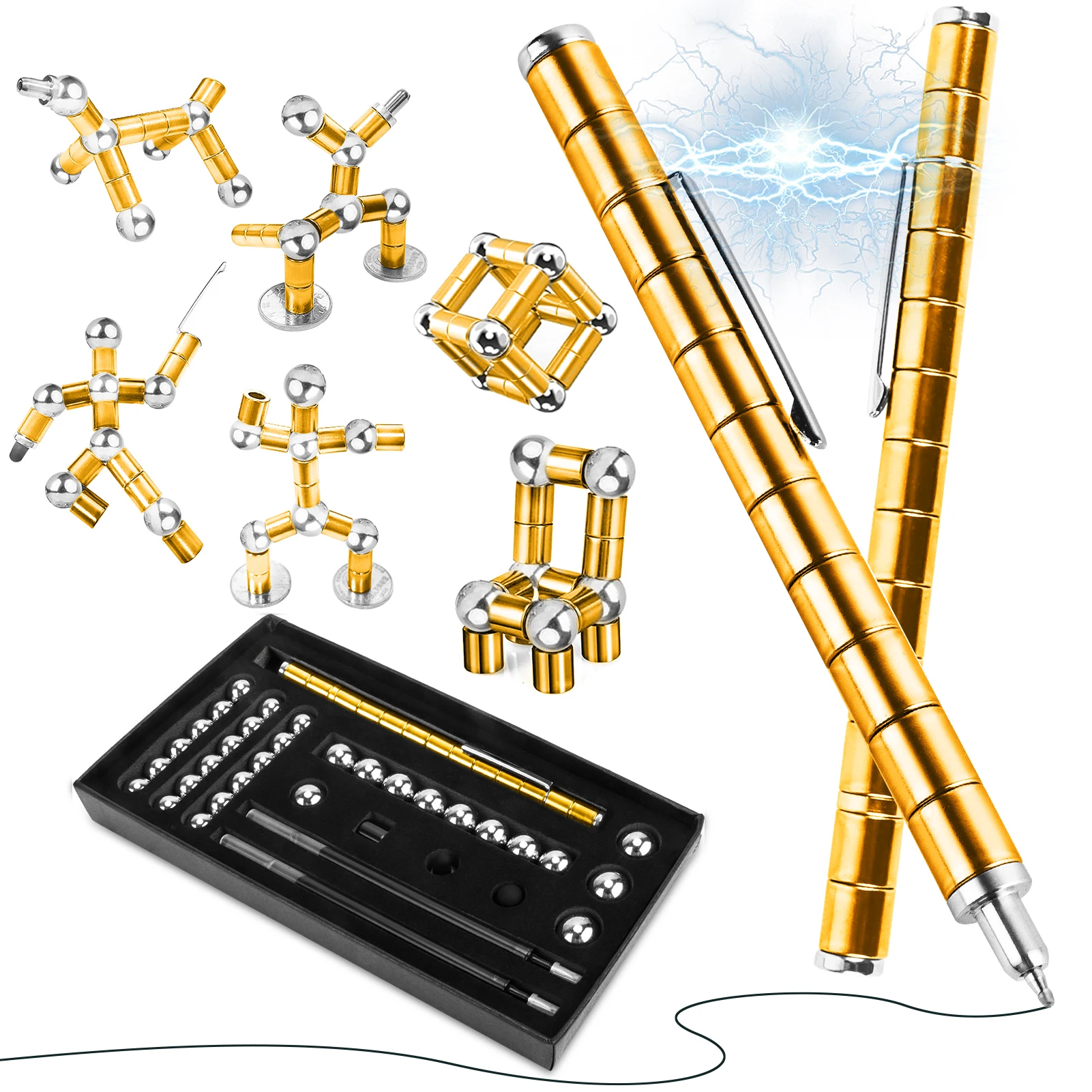 Fidget Magnetic Pen Toy, Magnet Polar Pen, Decompression Writing Pen for Anxiety Relief, Finger Spinning Gifts for kids and Teen - Image 16