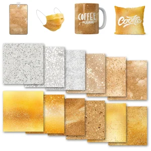 WOWOCUT 12"X12" Glitter Sublimation Vinyl Sheet Metal Infusible Heat Transfer Paper Colorful Sublimation Ink for Fabric Clothing