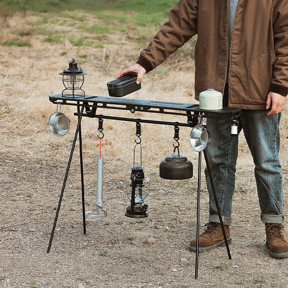 Foldable Camping Tripod Top Plate High Strength Bending Camping Hanging Rack Top Plate with Hanging Hole for BBQ Picnic Hiking - Image 3