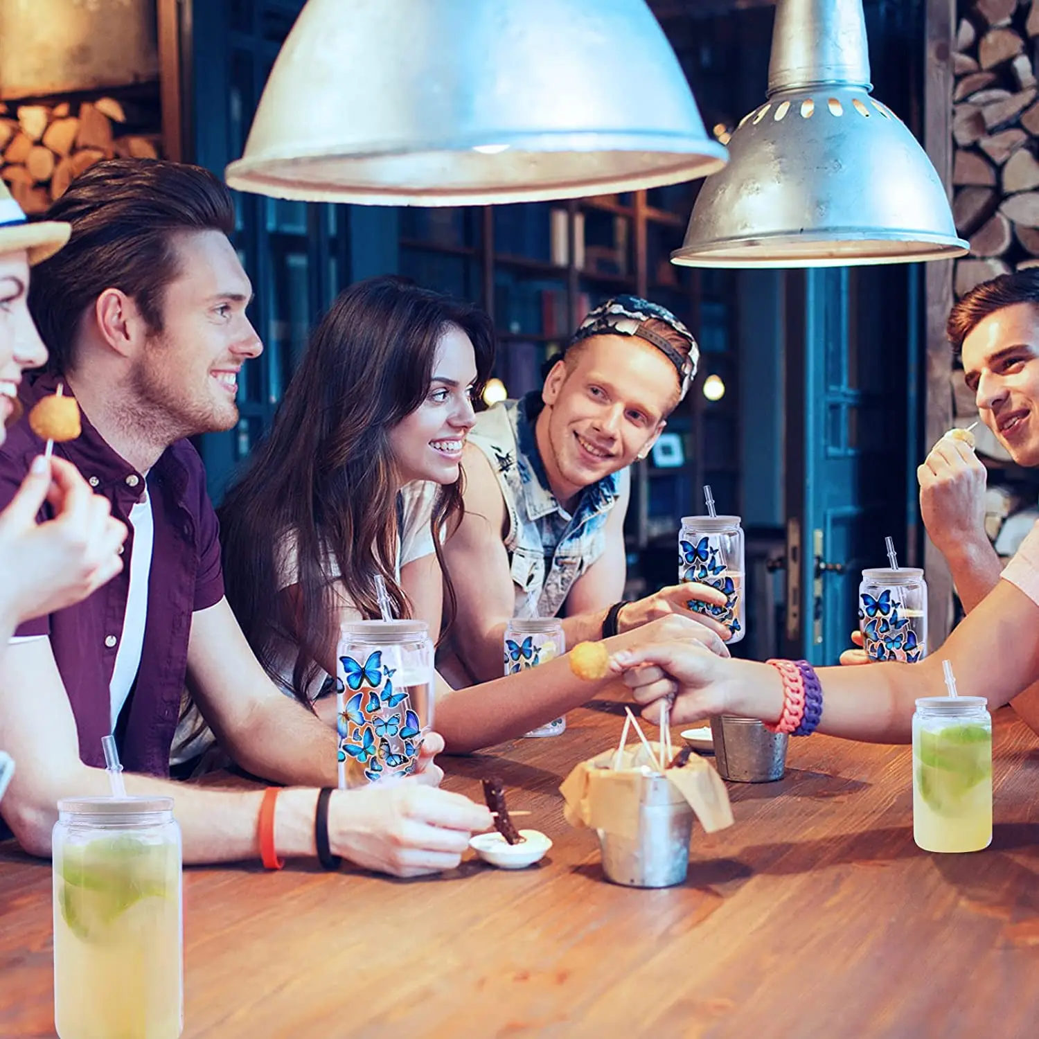 HTVRONT 8/4 Pack 16OZ Clear/Frosted Glass Sublimation Tumblers with Bamboo Lid Sublimate Tumbler Blanks DIY for Iced Coffee Cups - Image 2