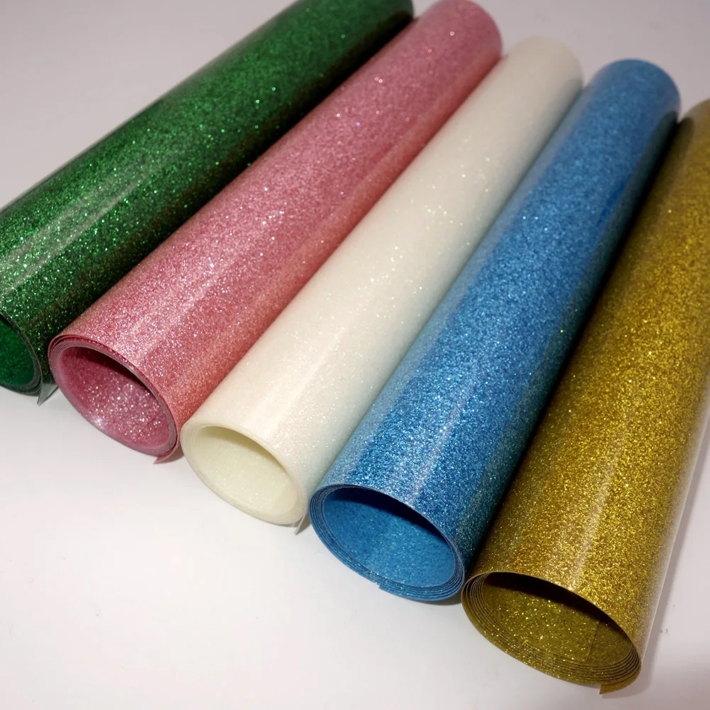 22 Colors Heat Transfer Glitter Vinyl Iron On For clothes Easy To Weed HTV Shirt High Elastic Decor Film Easy To Cut - Image 2