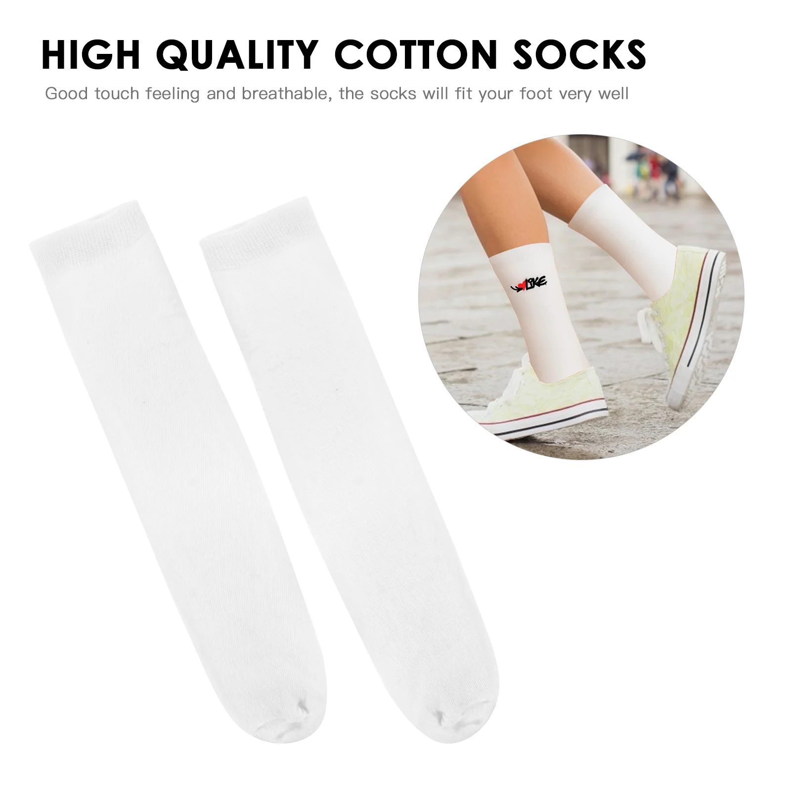 6 Pairs Blank White Socks Embryo Sports Socks Diy Sublimation Socks Printable Cotton Straight Socks Elastic Sportswear - Image 4