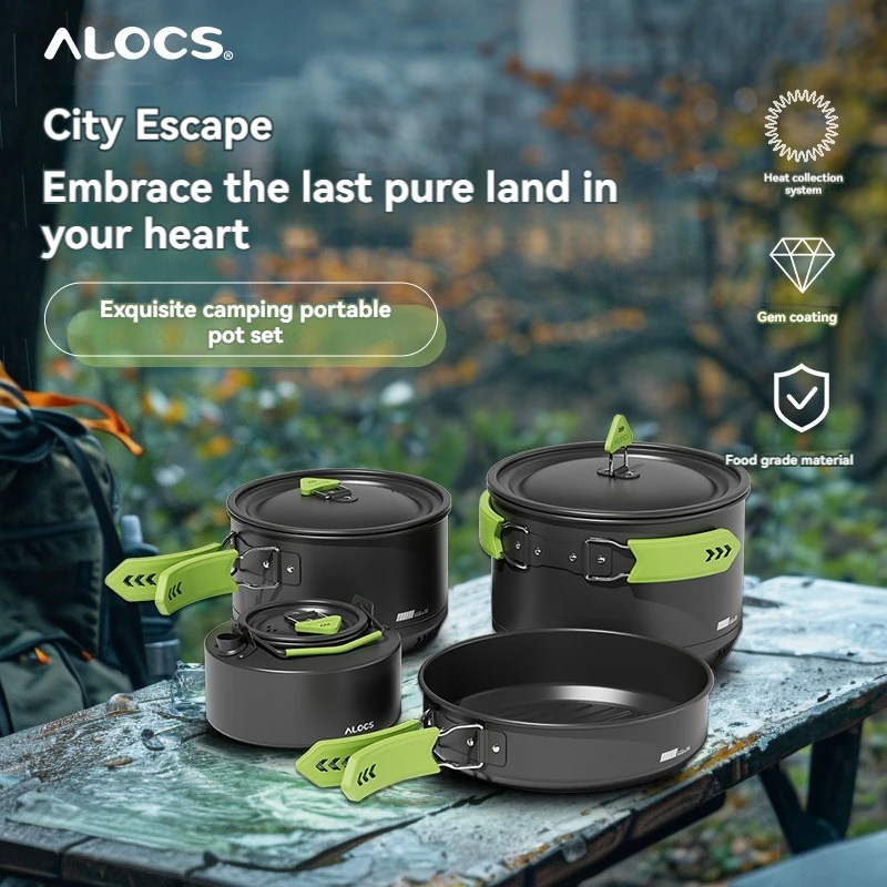 ALOCS Camping Cookware Set Outdoor Stove Kettle Frying Pan Picnic Equipment Complete Set of Portable Kitchen Gear for Hiking - Image 3