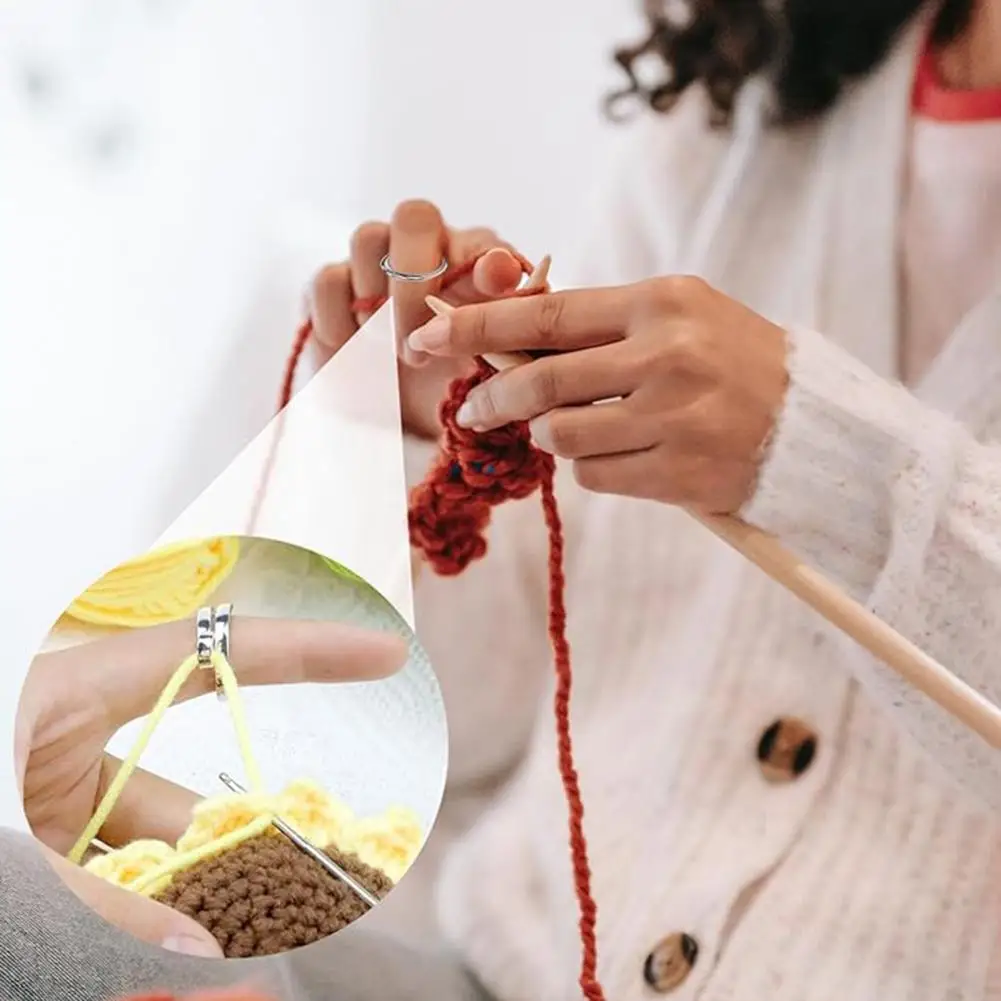 6Pcs Crochet Ring Adjustable Yarn Tension Ring Set Non-Slip Cat Peacock Shape Knitting Ring Sewing Supplies - Image 3