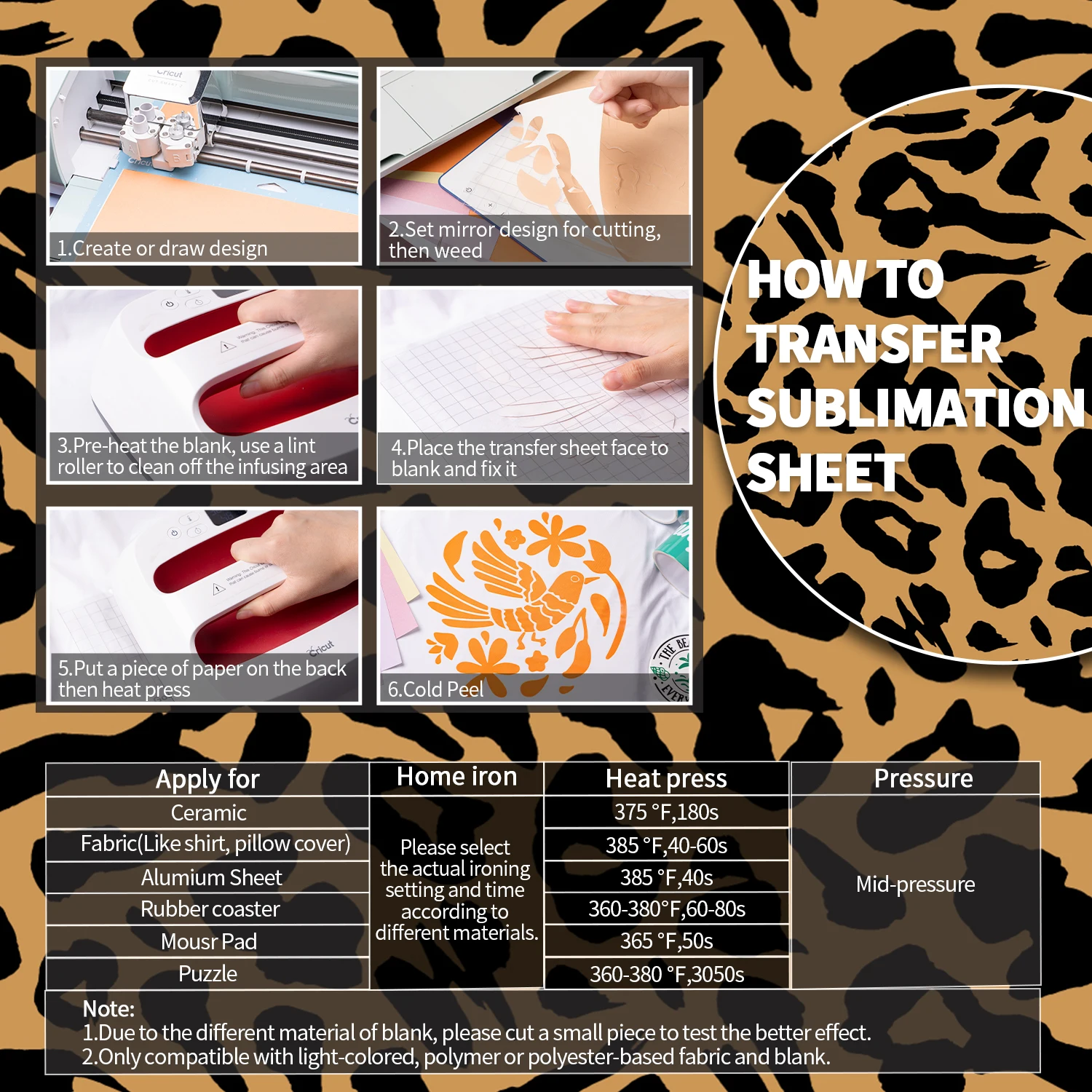 Lucky Goddness Leopard Animal Transfer Paper Ink Sheet 12x12" Pre-Printed Sublimation Paper Ink for Heat Mug Press T- Shirts DIY - Image 6