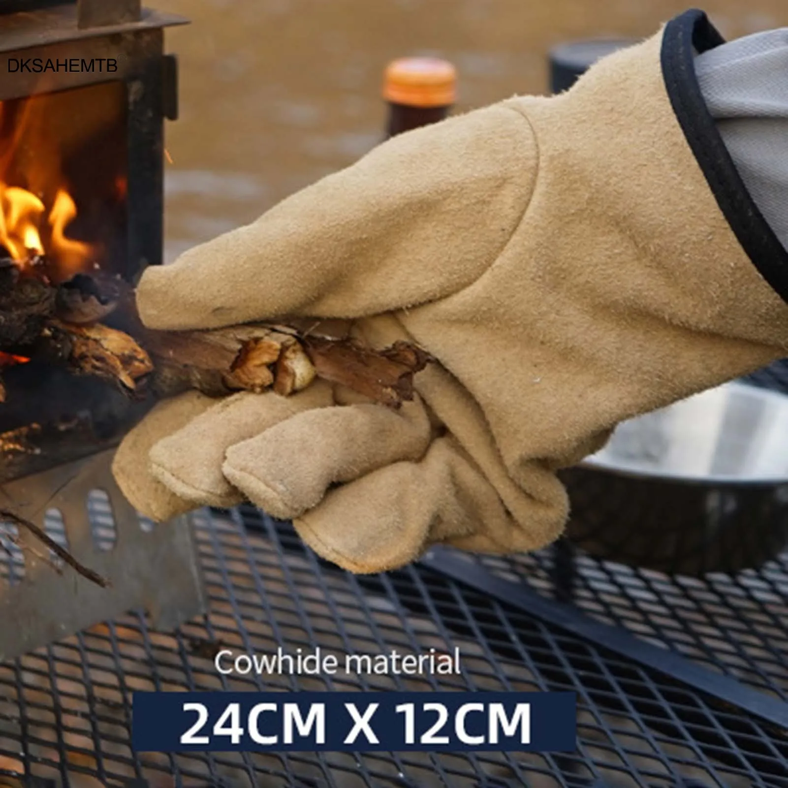 Outdoor BBQ Gloves Waterproof Cowhide Gloves For Camping Picnicking Starting A Fire Windproof Full Finger Wild Hunting Gloves