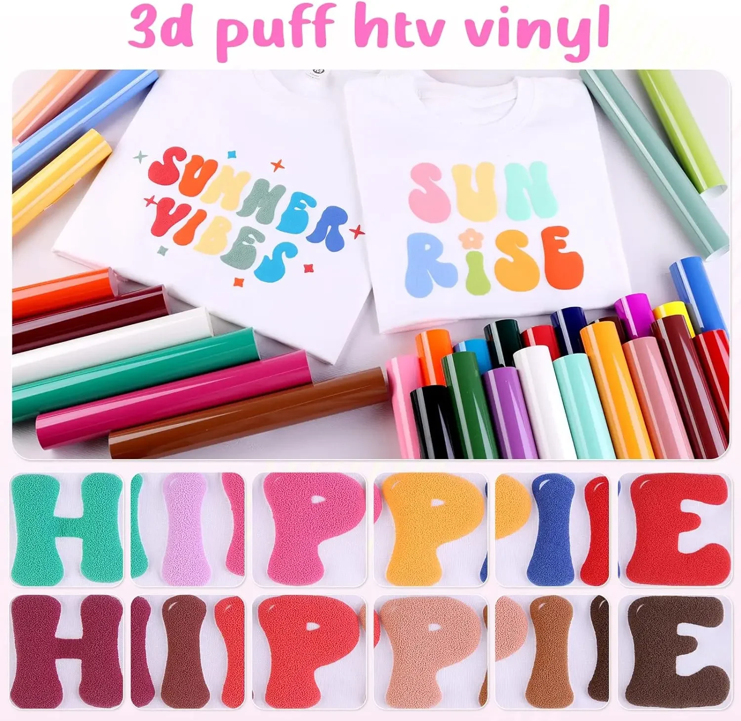 XFX Puff Vinyl Heat Transfer 3D Puff Heat Transfer Vinyl HTV Puff Vinyl for Heat Press T Shirt Compatible with Film - Image 4