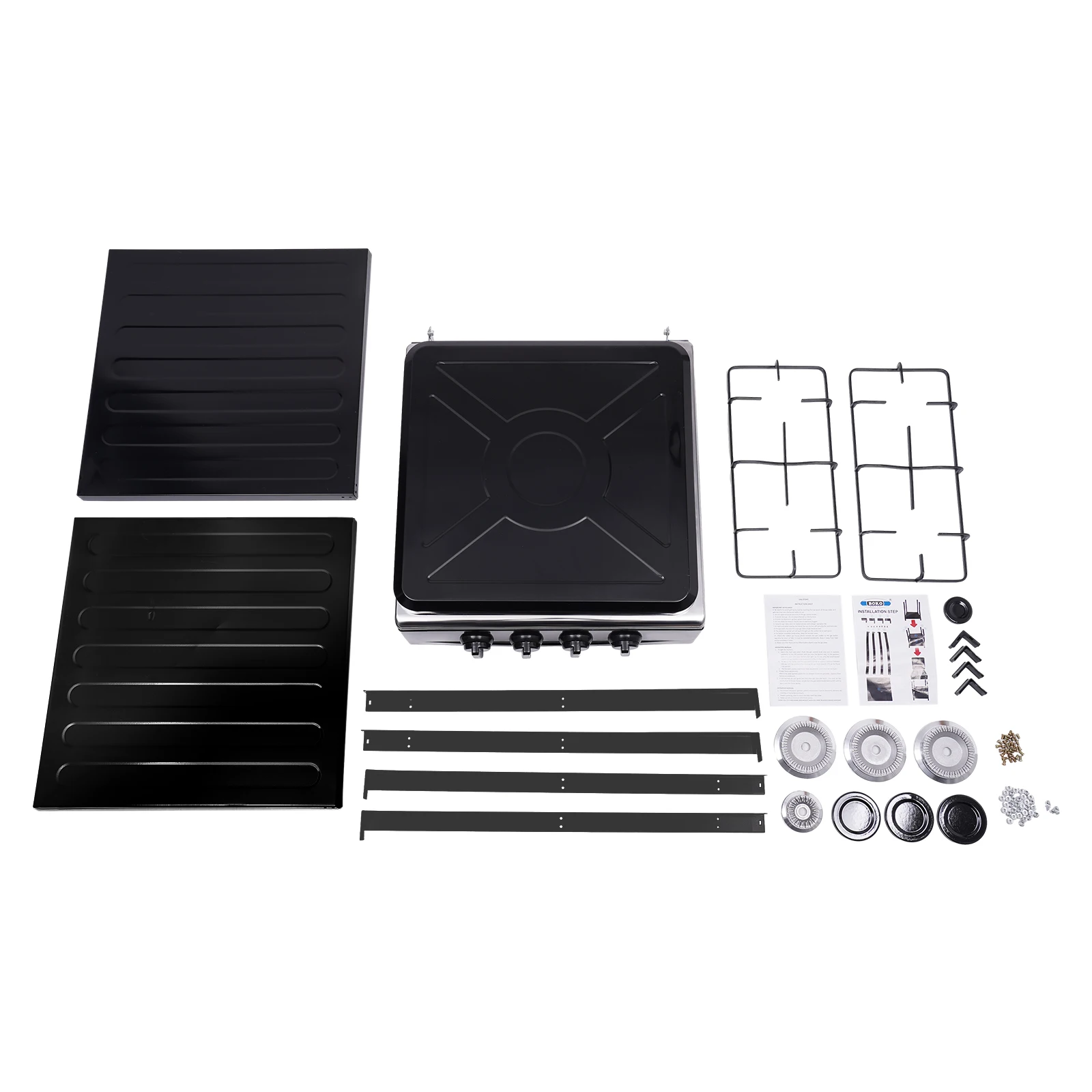 4 Burner Portable Stove Cooker BBQ Grill Windshelter Natural Gas Camping Freestanding Stove For Family Outdoor Activities - Image 2