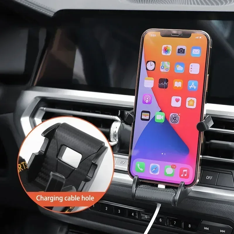 360 Carbon Fiber Pattern Racing Seat Shaped Car Phone Bracket GPS Support For Different Phone Models Air Vent Universal Tools - Image 4