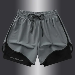 Men's Summer Hot-selling Anti-exposure Double-layer Sports Casual Shorts Running Fitness Three-quarter Pants